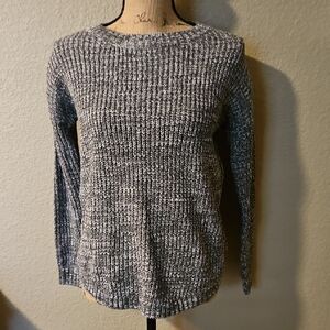 SO Gray Crew Neck Sweater with Marled Texture